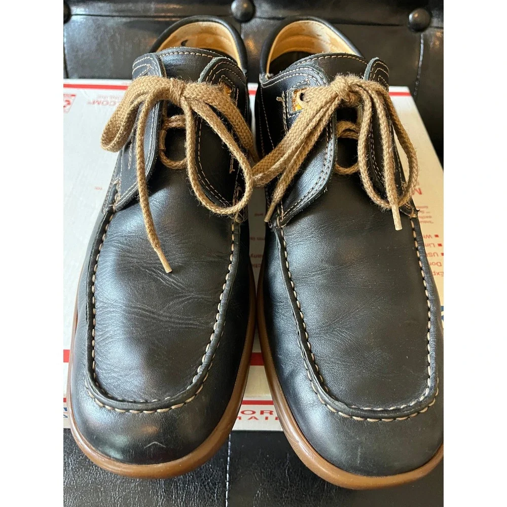 Bally Fiord Mens Black Leather Moc‎ Toe Lace Up